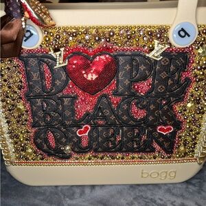 BOGG BAG MEDIUM BLING LV TOTE. Beige and Red Embellished Tote💎💎💎